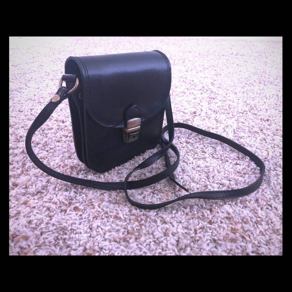 Italian design black real leather bag